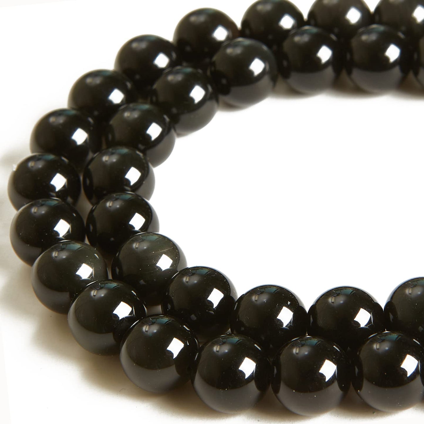 35pcs 10mm Natural Black Obsidian Beads Gemstone Beads Round Loose Beads for Jewelry Making