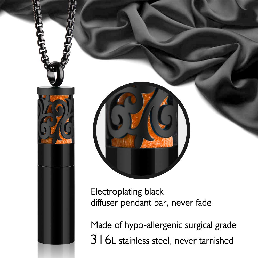 Maromalife Essential Oil Necklaces for Women/Men, Diffuser Necklace 316L Stainless Steel, Diffuser Pendant for Men with 10 Felt Pads, Aromatherapy Necklace Gift Set for Birthday, Christmas