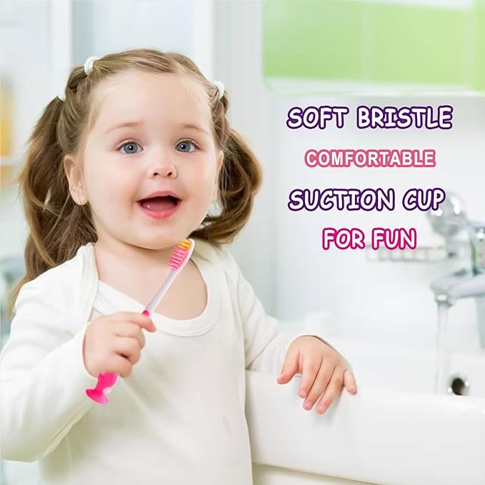 500 pcs Toddler Toothbrush Kids Toothbrush Individually Wrapped Toothbrushes for Age 2+ Children Toothbrush Set Soft Bristles Boys Girls Colorful Toothbrush with Suction Cup