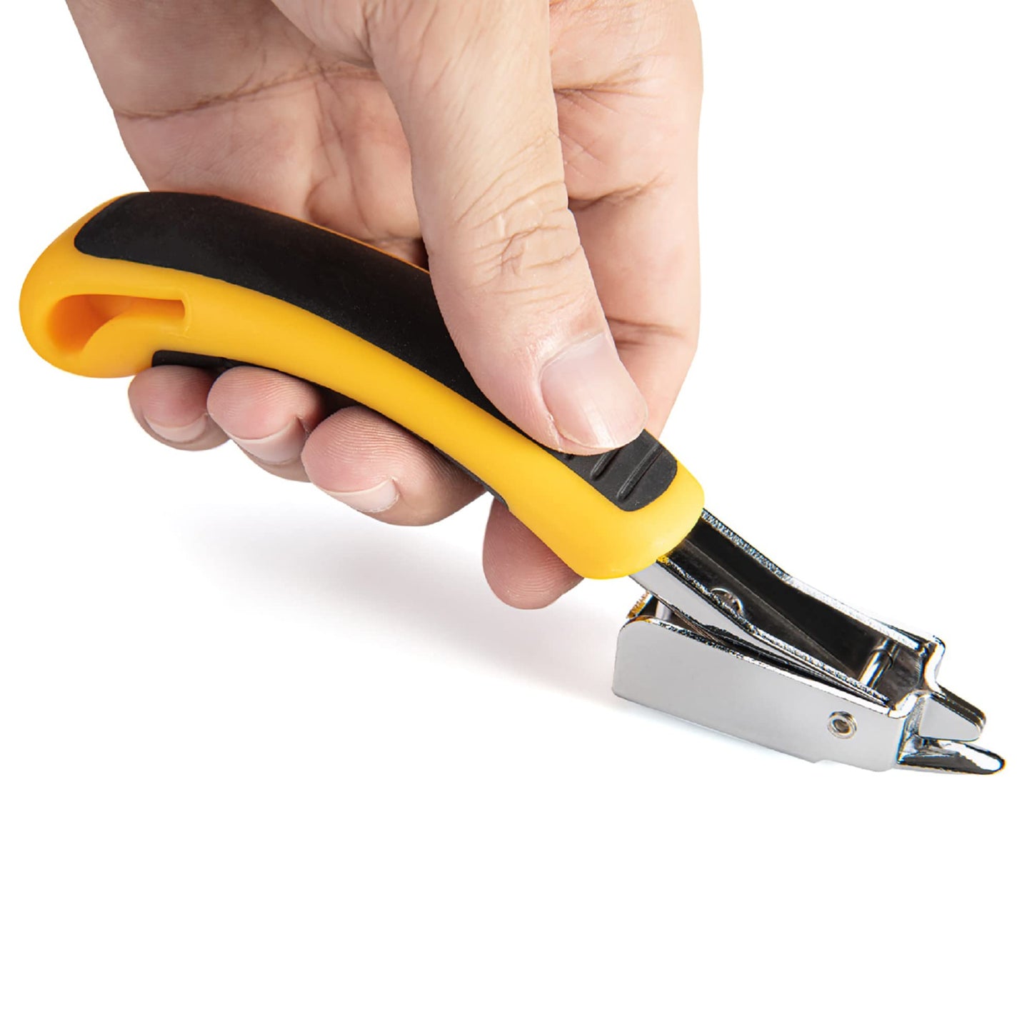 GEARLINTON Staple Remover Heavy Duty Upholstery Staple Puller Tool with Ergonomic Handle for Furniture, Carpet, Carton, Floor (2 Pack, Yellow)