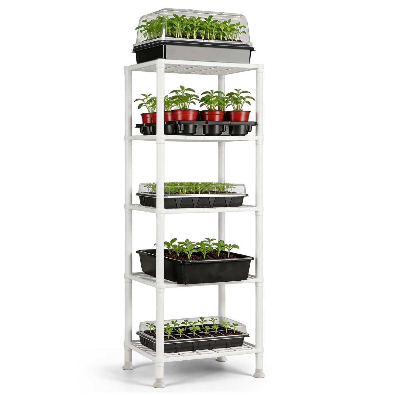 BTPLASTIK Plastic Plant Stand, Universal Plant Seedling Tray Organizer - with Ventilated Mesh, for Indoor/Outdoor Gardening, Durable Plant Pot Holder