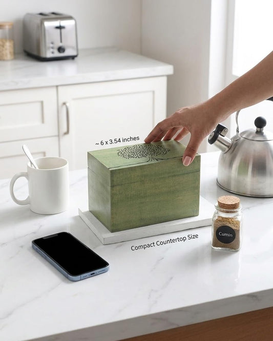 STORE INDYA Wooden Tea Storage Box Compact Organizer Handcrafted with Embossed Tree of Life Design