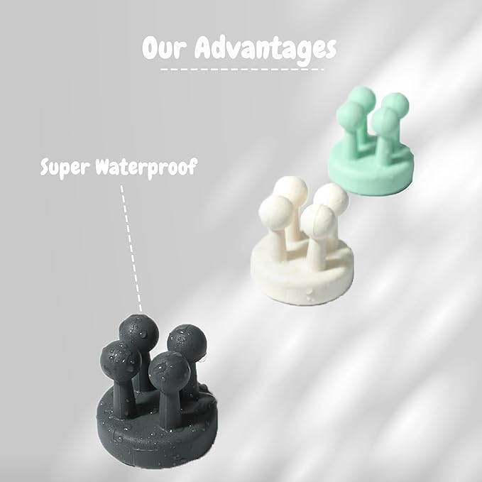 8Pcs Silicone Toothbrush Holders for Bathrooms,Waterproof Self Adhesive Multifunctional Hook for Hanging Towel Key Plug Cable for Bathroom Kitchen Living Room Office Black