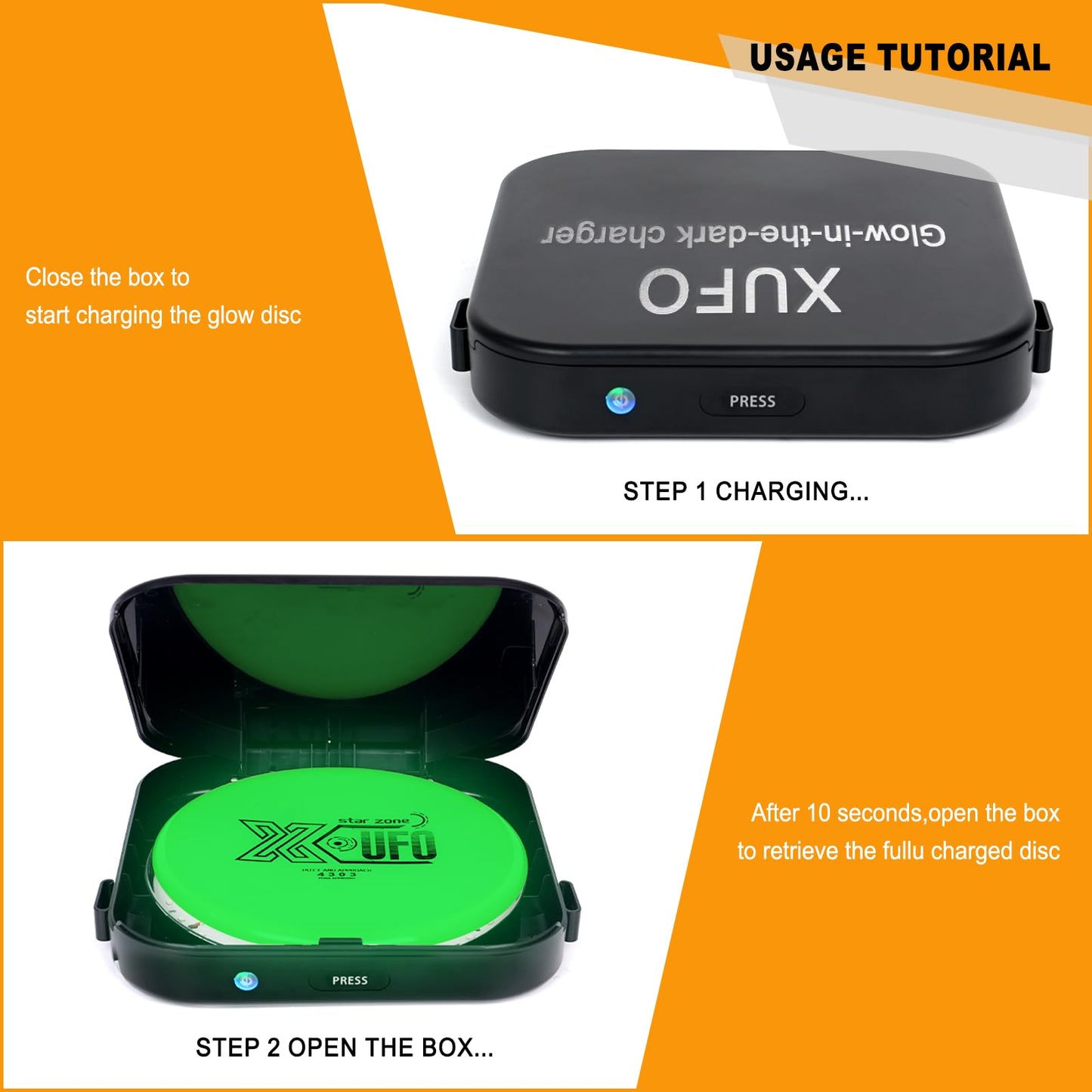 X-UFO Fast-Charging Golf Disc LED Charging Case Portable Night Golf Disc Gear—The Ideal Choice for Night Training and Tournaments