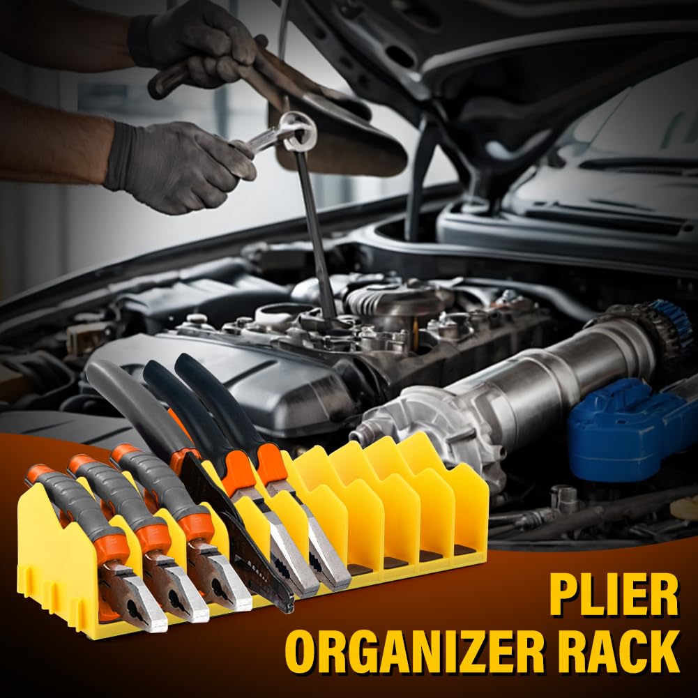 Plier Pro No-Slip Plier Organizer,2 Pcs Pliers Rack with Rubber Base,Holds 10-Tools of Any Size,Durable & Long-Lasting Tool Storage Box Rack for Pliers,Cutters,Other Small Tools