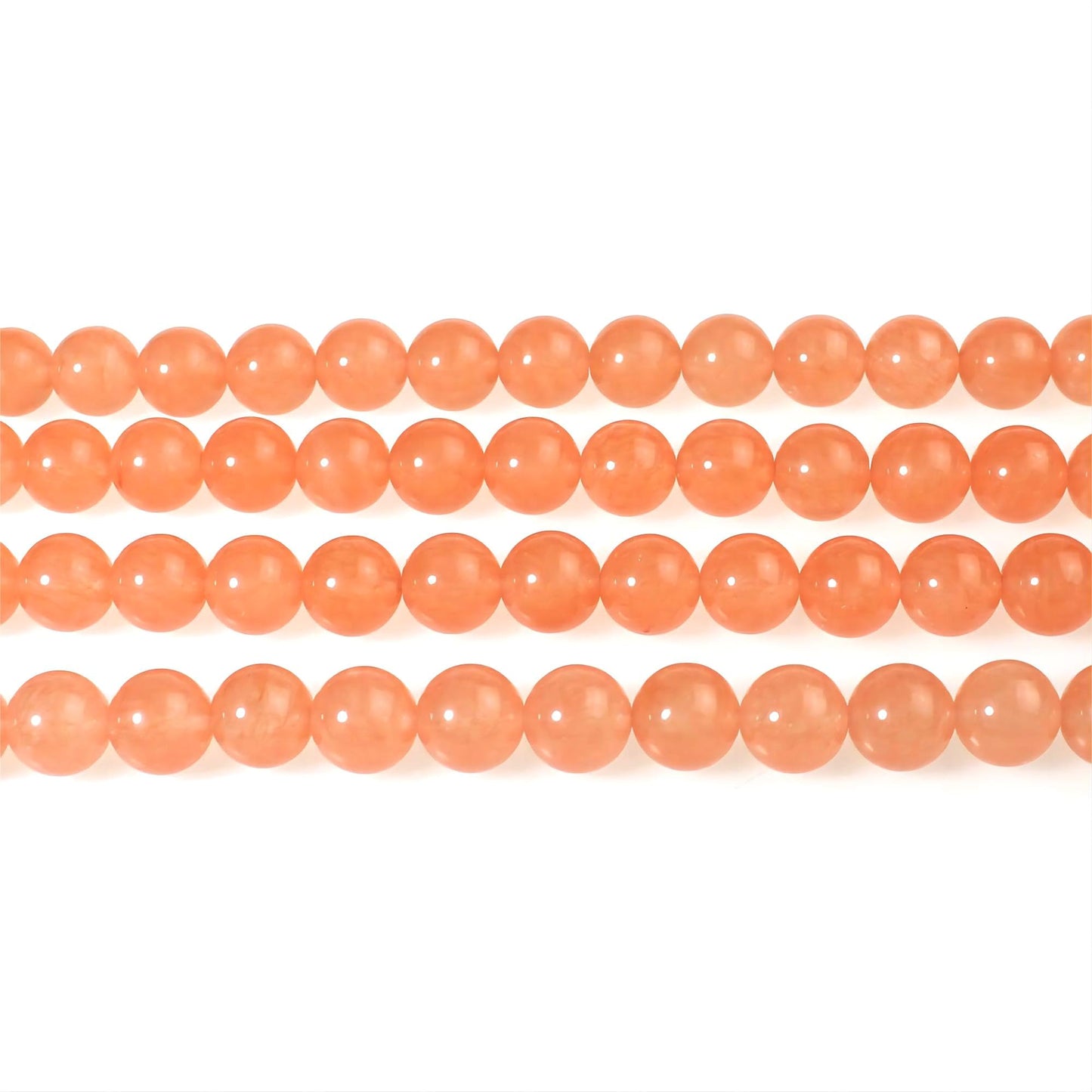 MJDCB Stone Beads 8mm 43pcs Round Light Orange Jade Loose Gemstone Bead Charms for Jewelry Making Bracelet Necklace Earring Pendant