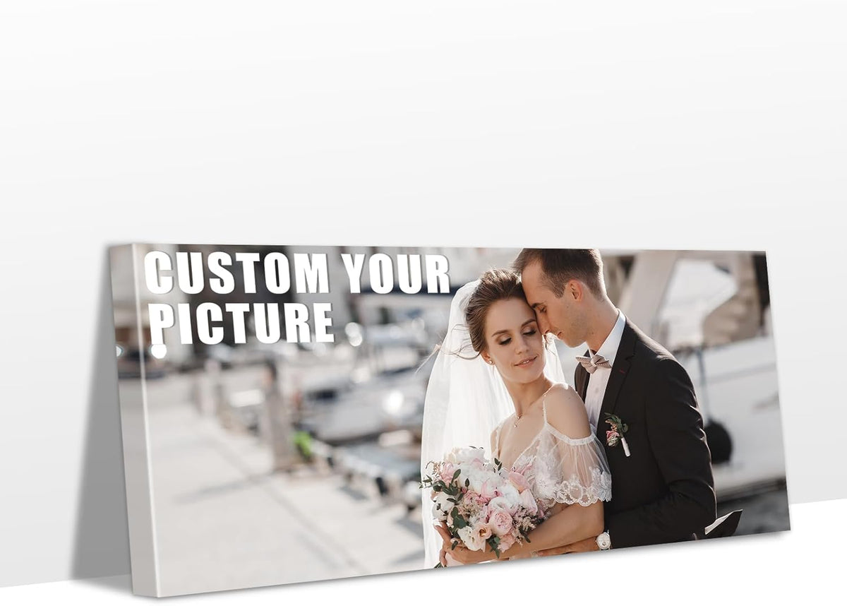 Personalized Custom Canvas Prints with Your Photos & Text, Customized Picture Print, Transform Own Images Into Framed Wall Art Digitally Printed Photo to Canvas, Keepsakes Gifts for Family 36x16’’
