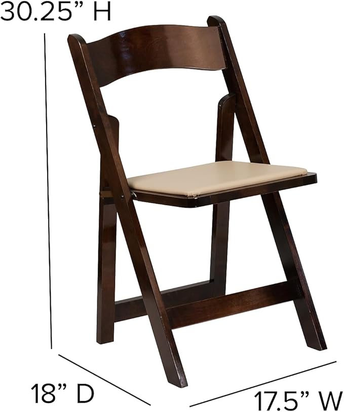 Flash Furniture 4 Pack HERCULES Series Fruitwood Wood Folding Chair with Vinyl Padded Seat
