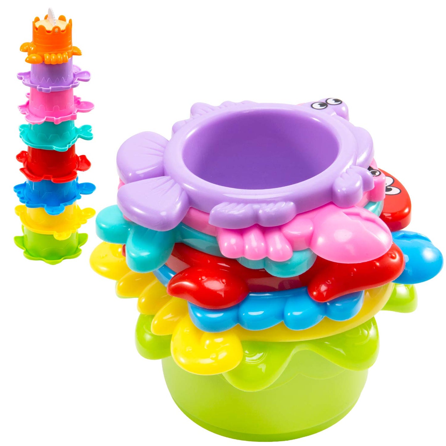 INNOCHEER Baby Bath Toys for Toddlers, Water Table Toys with Mold Free Stacking Cups, Quick Dry Organizer Net, 13 Pcs Bathtub Game, Beach and Pool Party