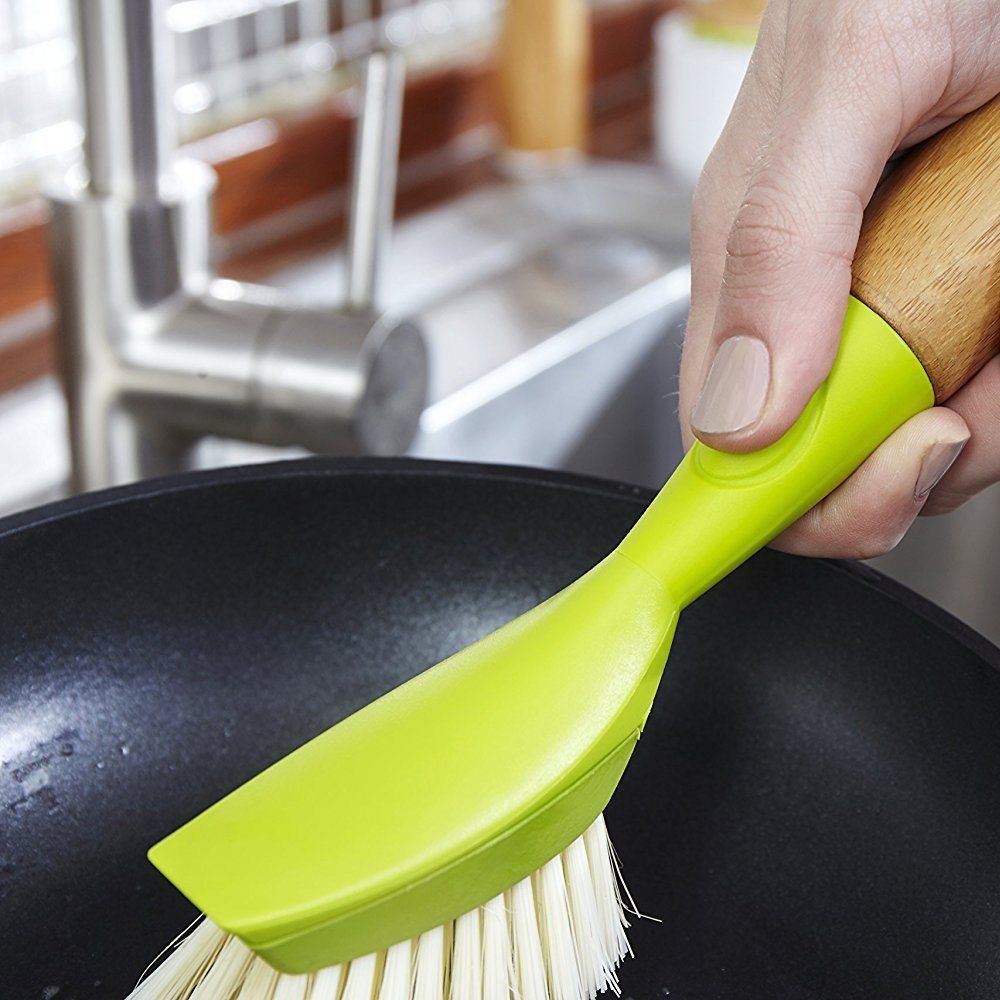 Full Circle Suds Up, Soap Dispensing Dish Brush, Tough Plant-Fiber Bristles & Sustainable Bamboo Handle, Safe for Nonstick