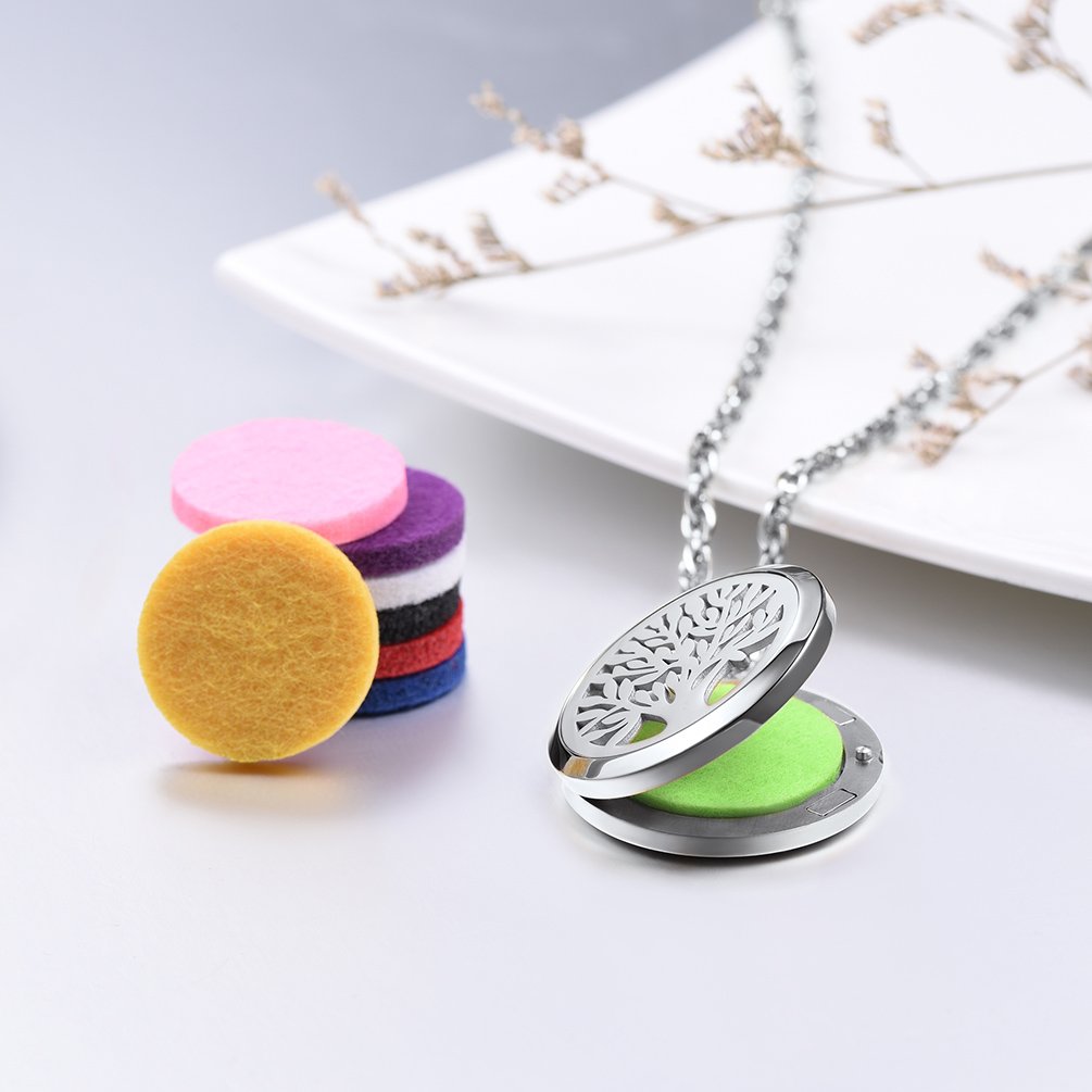 PROSTEEL Diffuser Necklace Perfume Locket Tree of Life Aromatherapy Womens Jewelry
