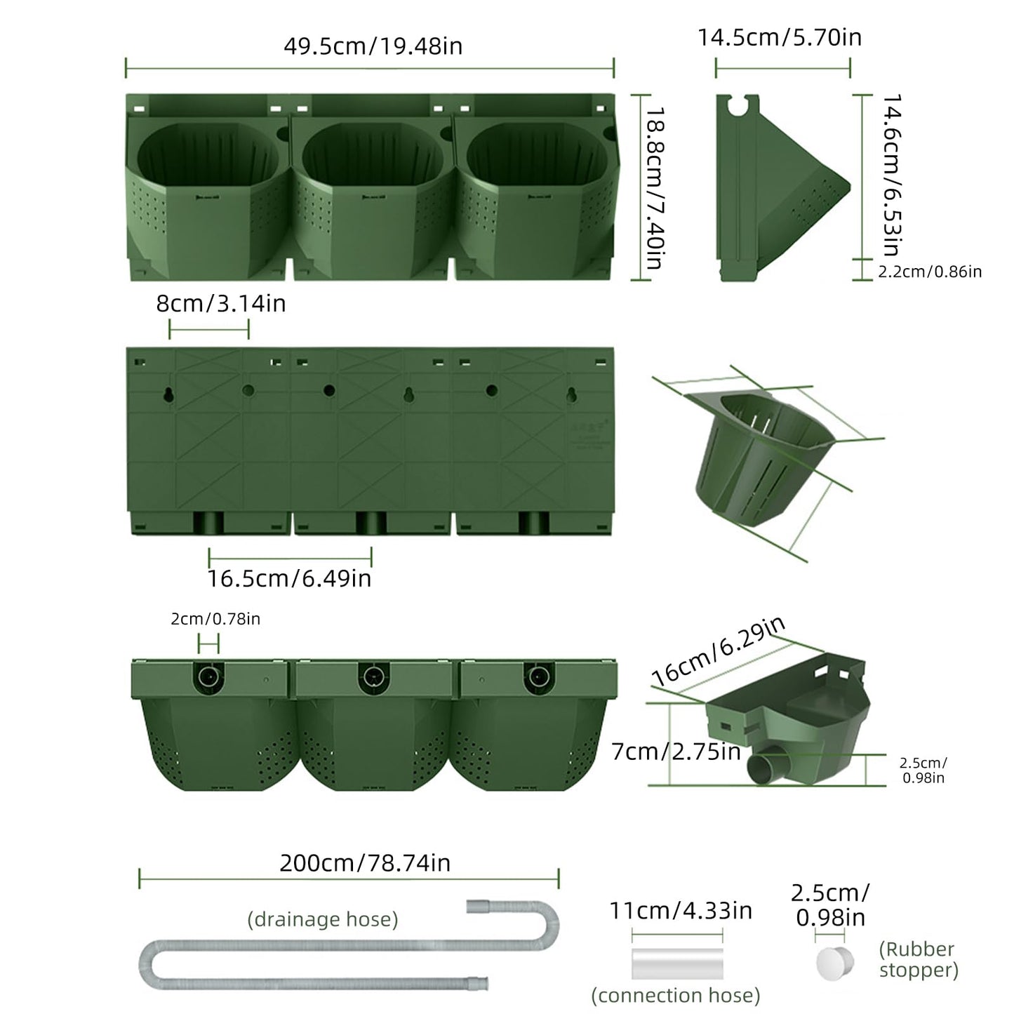 ZIAERKOR Self Watering Wall Mounted Vertical Planter, 36 Pots Wall Planter Indoor Vertical Living Green Plant Wall Easy Installation (Green with Timing System)