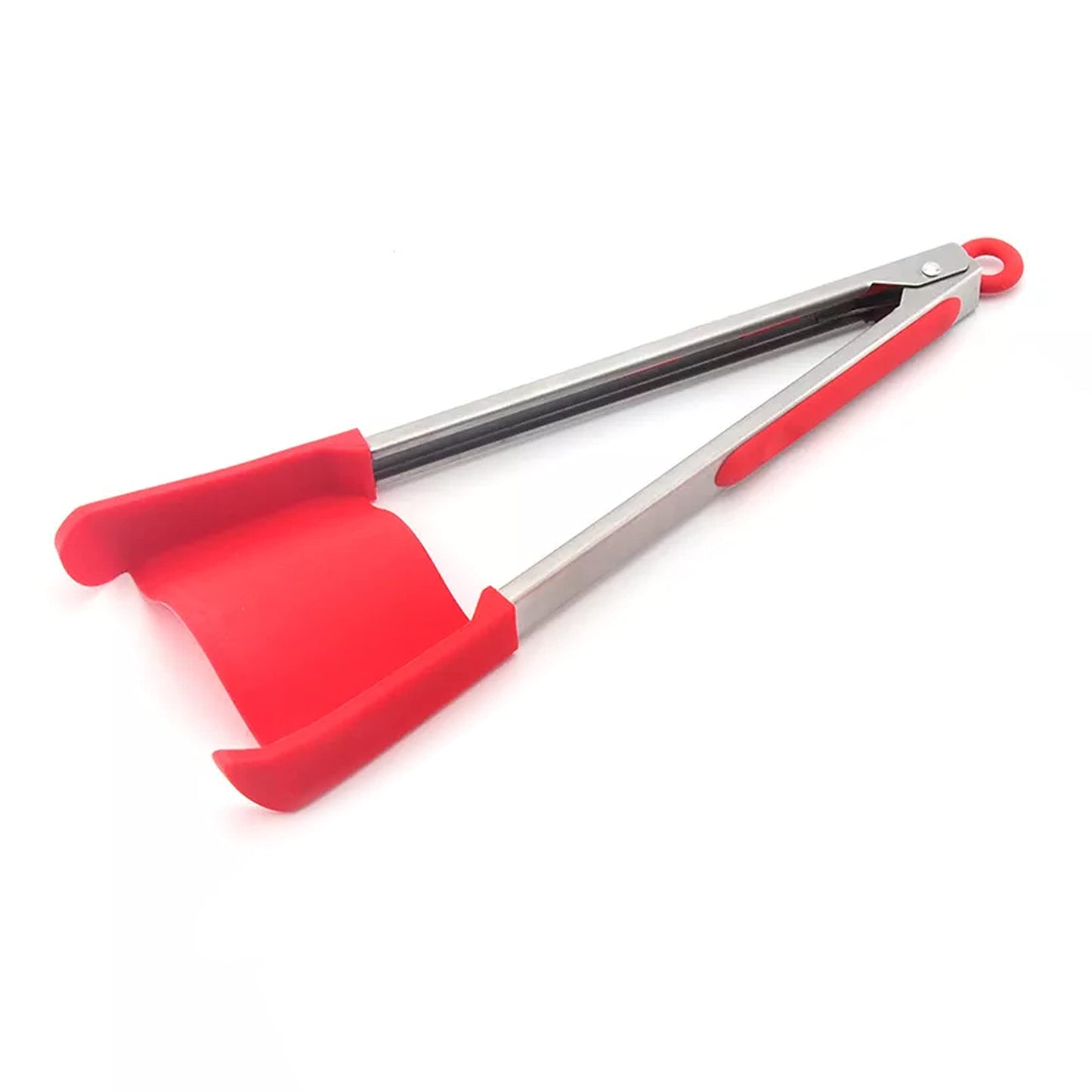 Generic Red-Spatula-12 Inch Creative Shovel 2 in 1 Multi Functional Non Stick Silicone Tong Spatula H775 Kitchen 2 Sizes Food Grade Heat Resistant