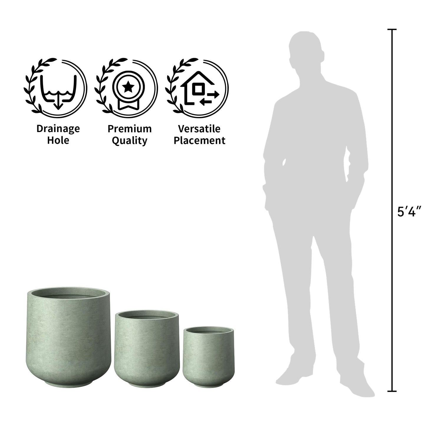 Kante 11.6" Dia Round Concrete Planter, Outdoor Indoor Large Plant Pots Containers with Drainage Hole and Rubber Plug for Home Garden Patio, Mint Green