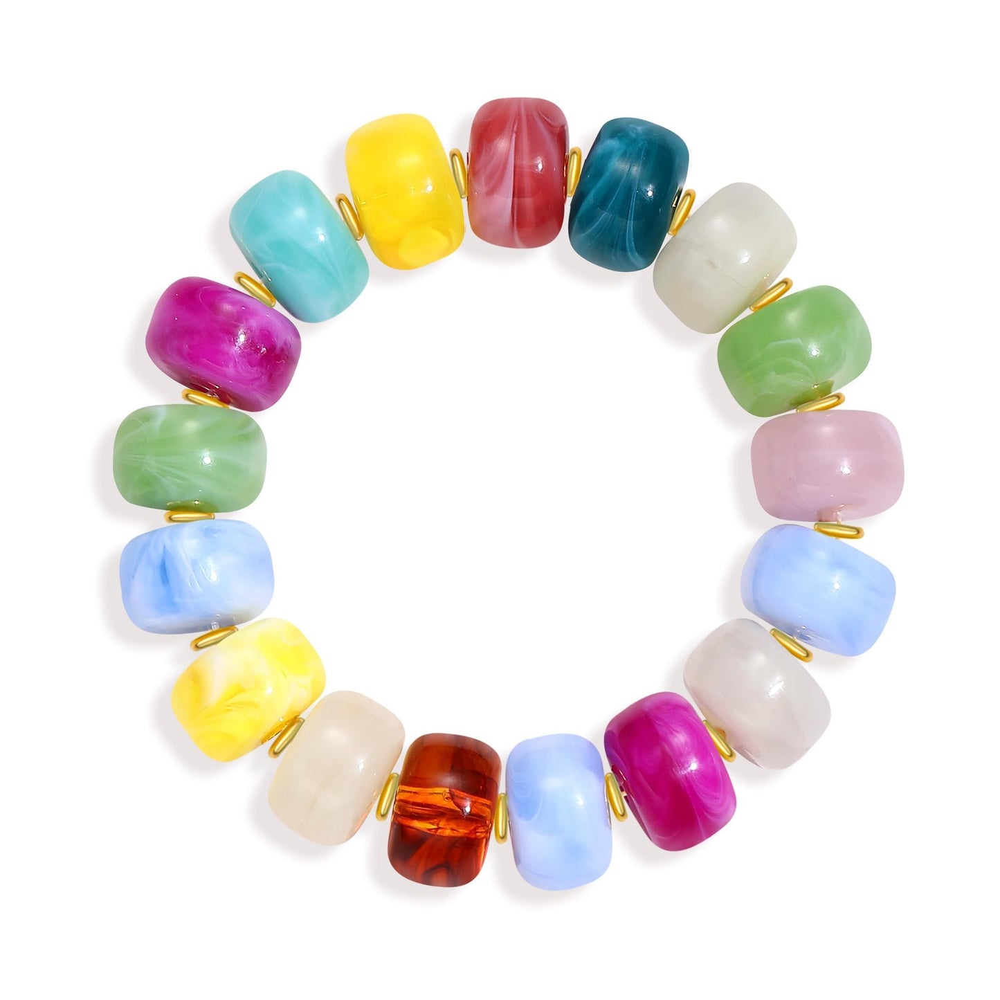 chorfla Colorful Beaded Bracelets for Women, Boho Rainbow Chunky Resin Elastic Stretch Bracelet, Vibrant Summer Beach Jewelry Gift
