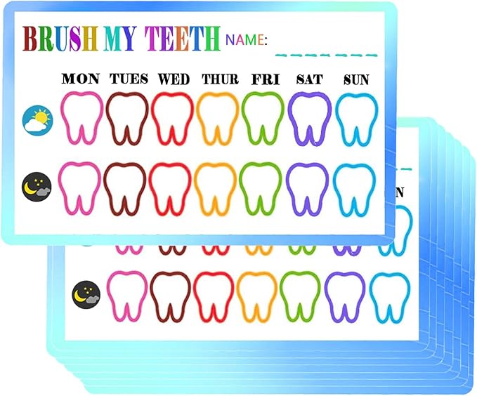 Brush My Teeth Reward Cards,2x3.5 Inch Educational Teeth Brushing Chart Brush Incentives,Teeth Brushing Weekly Tracker Behavior Finish Cards (50 Pcs)