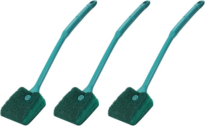 AQUANEAT Fish Tank Cleaning Tools, Aquarium Double Sided Sponge Brush, Algae Scraper Cleaner with Long Handle