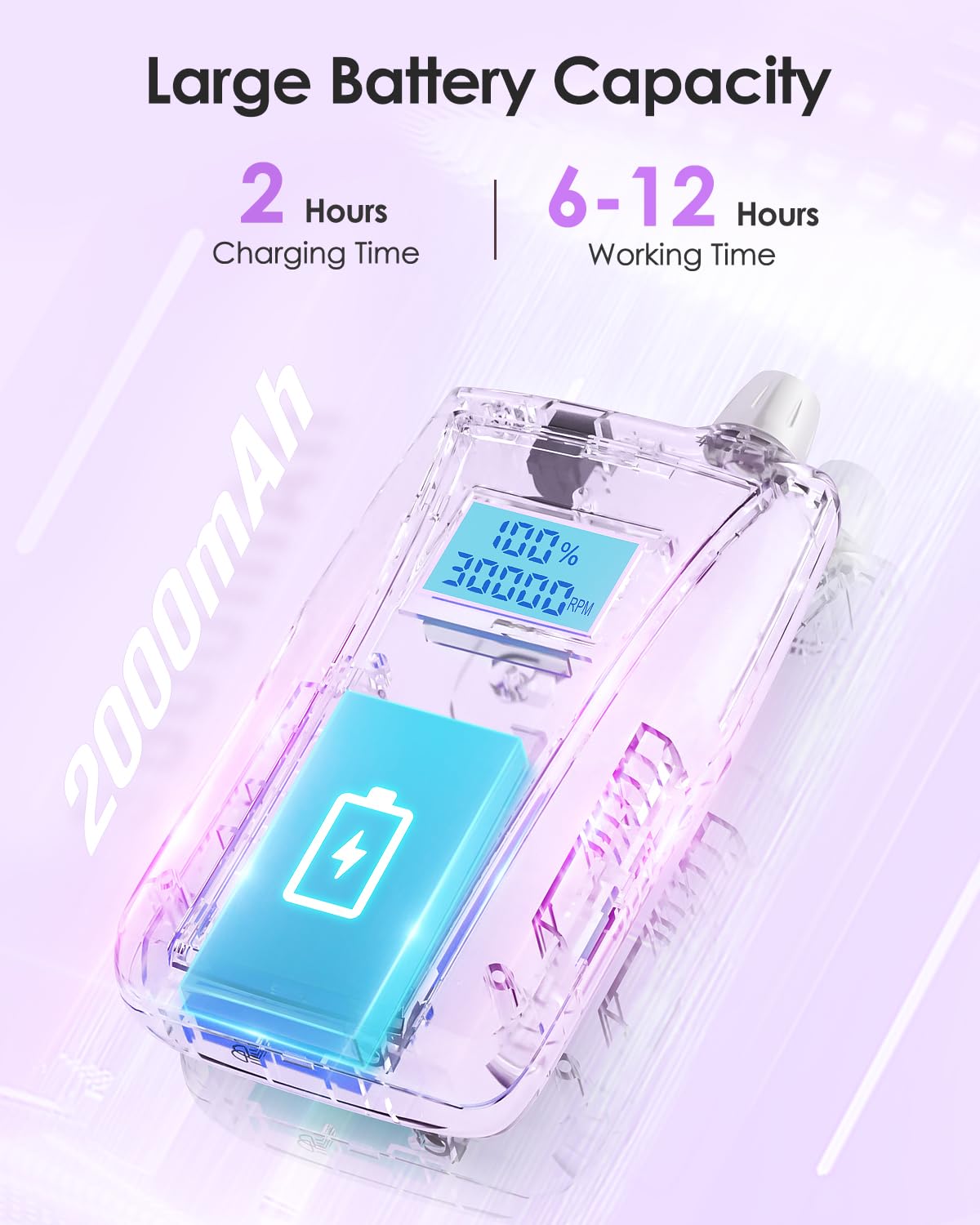 Beloving Portable Nail Drill Machine,30000RPM Rechargeable Electric Nail File Professional with Speed Display,Sanding Bands and Bits,Efile for Acrylic Dip Gel Nails Manicure Pedicure Home Salon Use