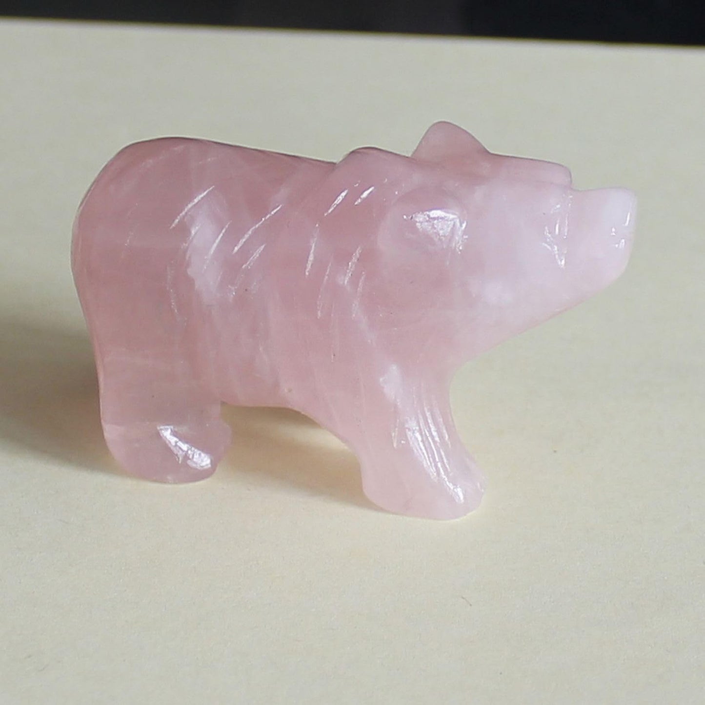 HLbshi Hand Carved Gemstone Crystal Bear Figurine Animal Statue Carving Office Home Decor Collections 2'' (Pink Rose Quartz)