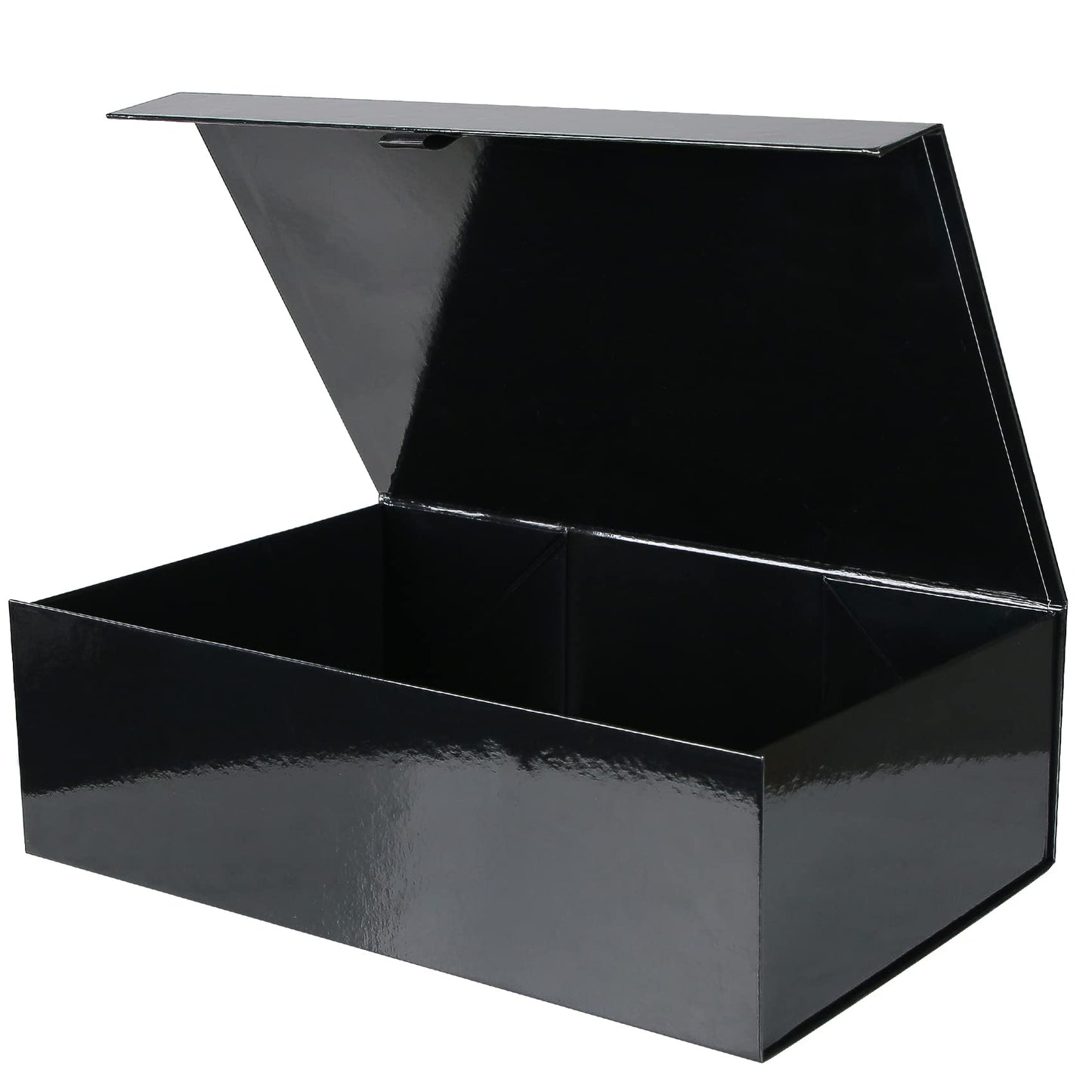 Aimyoo 1 Pack Black Collapsible Gift Box with Magnetic Closure Lids & Rope for Easy Opening 13.8x9x4.3, Bridesmaid Groomsman Proposal Boxes, Rectangle Storage Present Boxes
