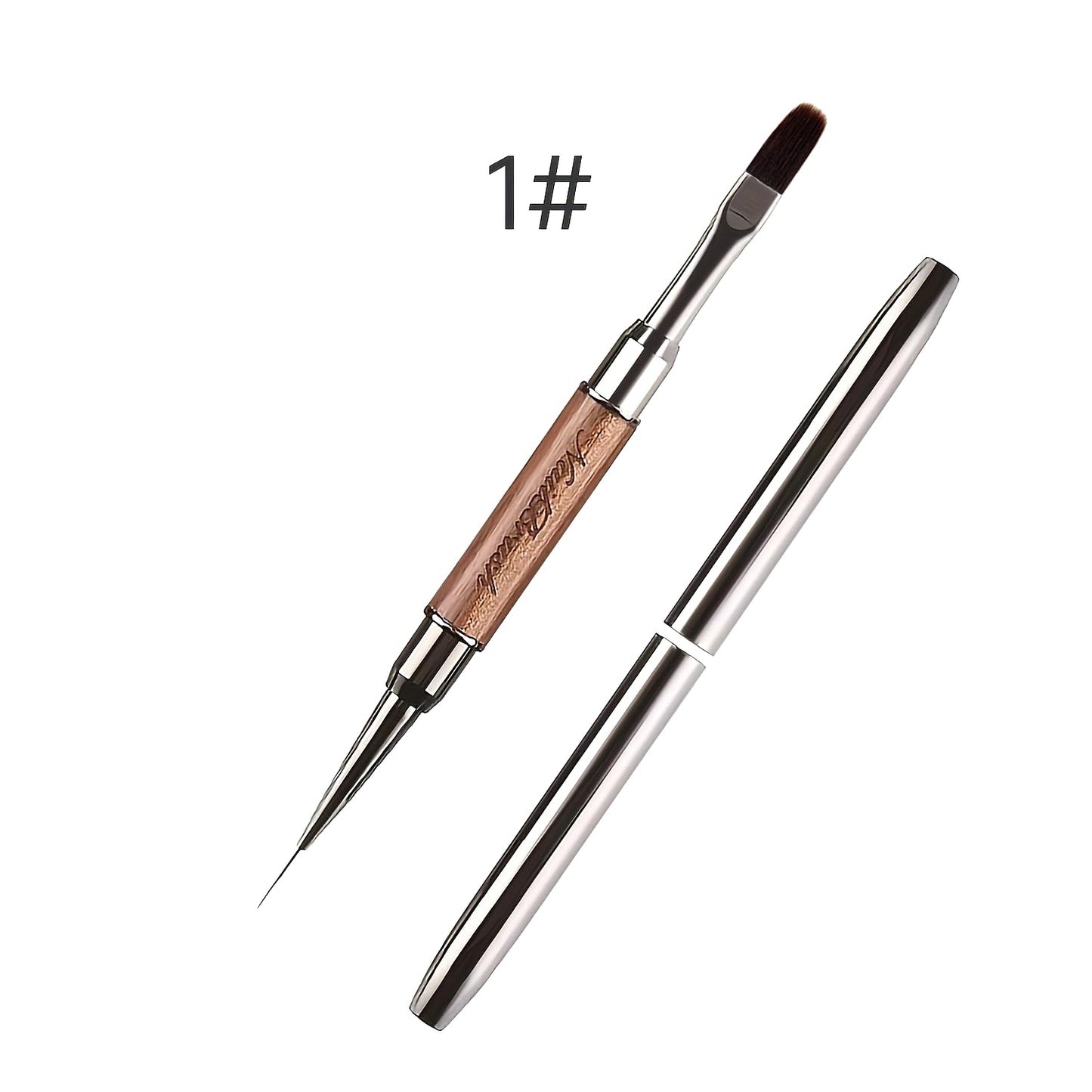 DAIXIANGER 3PCS Dual-End French Tip Brush Set, Nail Art Clean Up Brushes, Gel Nail Brushes with Liner Brushes for Nails & Builder Gel Brush, Cuticle Cleaning, Acrylic & Polygel Nail Design