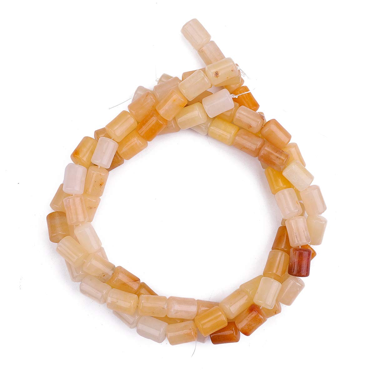 BEADIA Natural Yellow Jade Cylinder Stone Loose Semi Gemstone Beads for Jewelry Making 10mmx14mm 38cm
