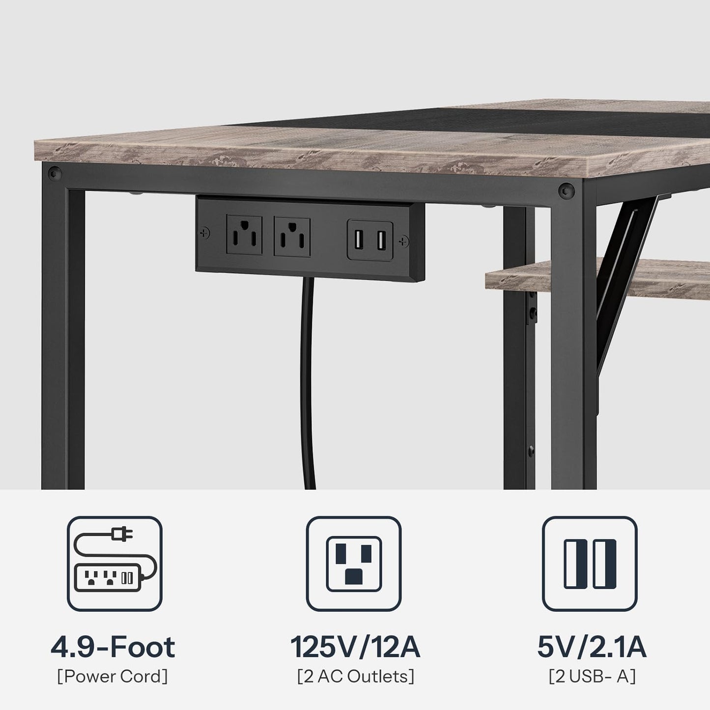 HOOBRO Computer Desk and Narrow Bookshelf Bundle, Home Office Desk with Power Outlet, Corner Book Shelf for Living Room, Office, Bedroom, Study, BG43UDN01-WW09DSJ01