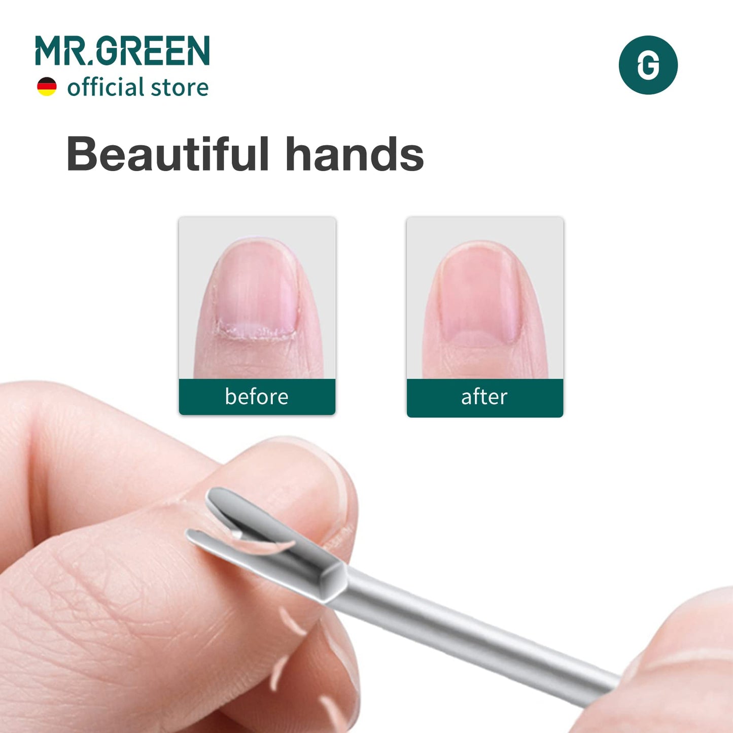 MR.GREEN Cuticle Pusher Dead Skin Remover Stainless Steel Manicure Tools Professional Cuticle Trimmer Nail Polish Peeler Scraper (Mr-2190)