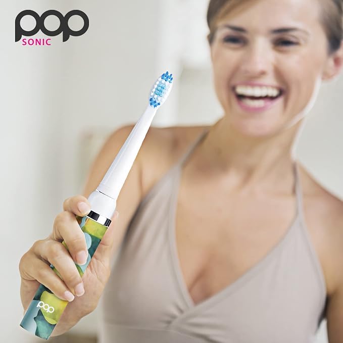 Pop Sonic Electric Toothbrush (Blue Watercolor) - Travel Toothbrushes w/AAA Battery | Kids Electric Toothbrushes with 2 Speed & 15,000-30,000 Strokes/Minute, Dupont Nylon Bristles