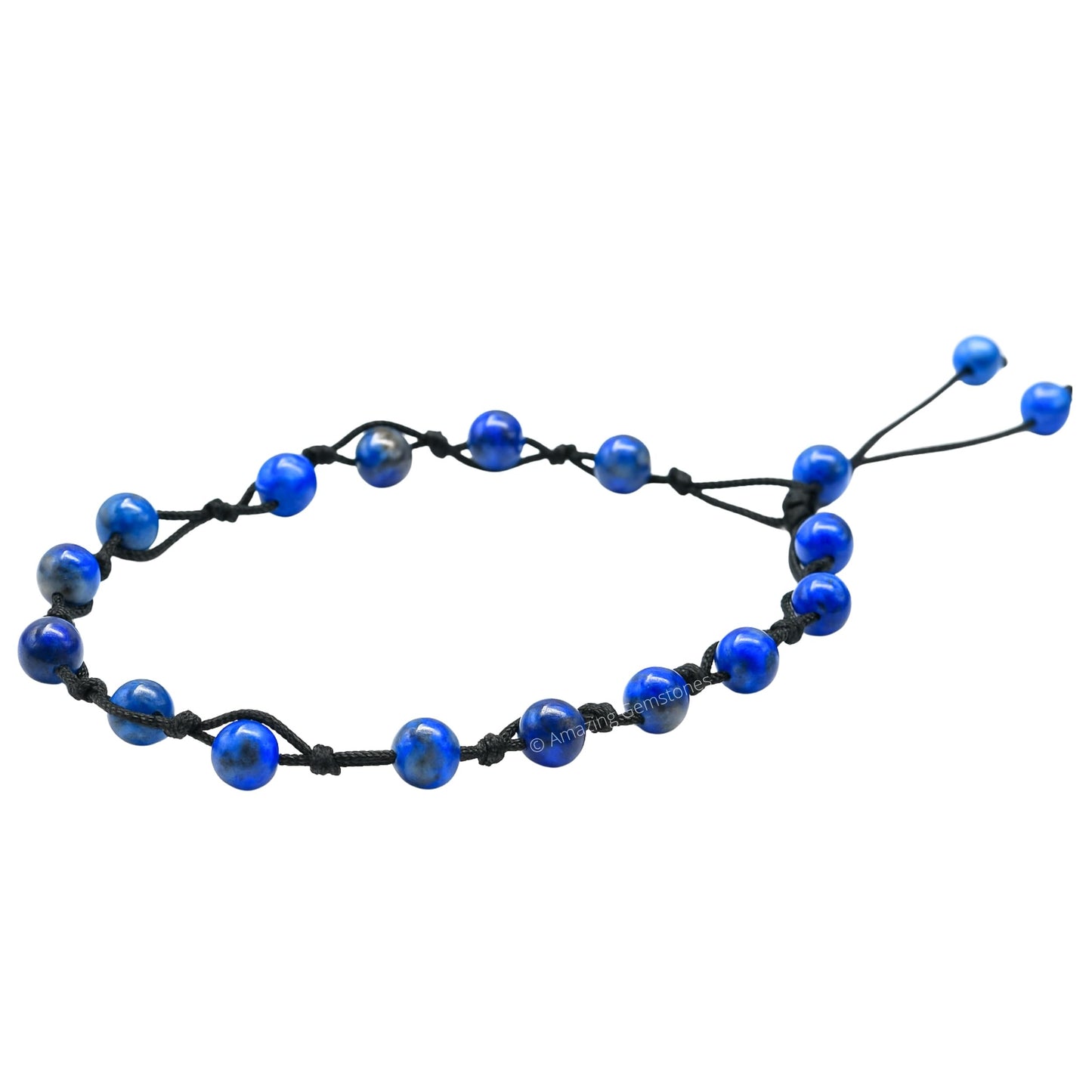 Amazing Gemstone Lapis Lazuli Anklet Ankle Bracelets for Women - Waterproof Beaded Healing Crystal Anklets, Plus Size Chakra Gemstone Bead Anklet (Stretchy Adjustable - Hand Knotted)