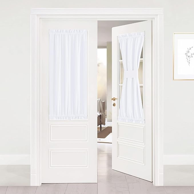 NICETOWN Pure White Sidelight Door Panel - 50% Light Blocking Side Lights Thermal Insualted Curtain and Drapery for Small Bathroom French Front Back Door(1 Panel, 25" Wide x 40" Long)