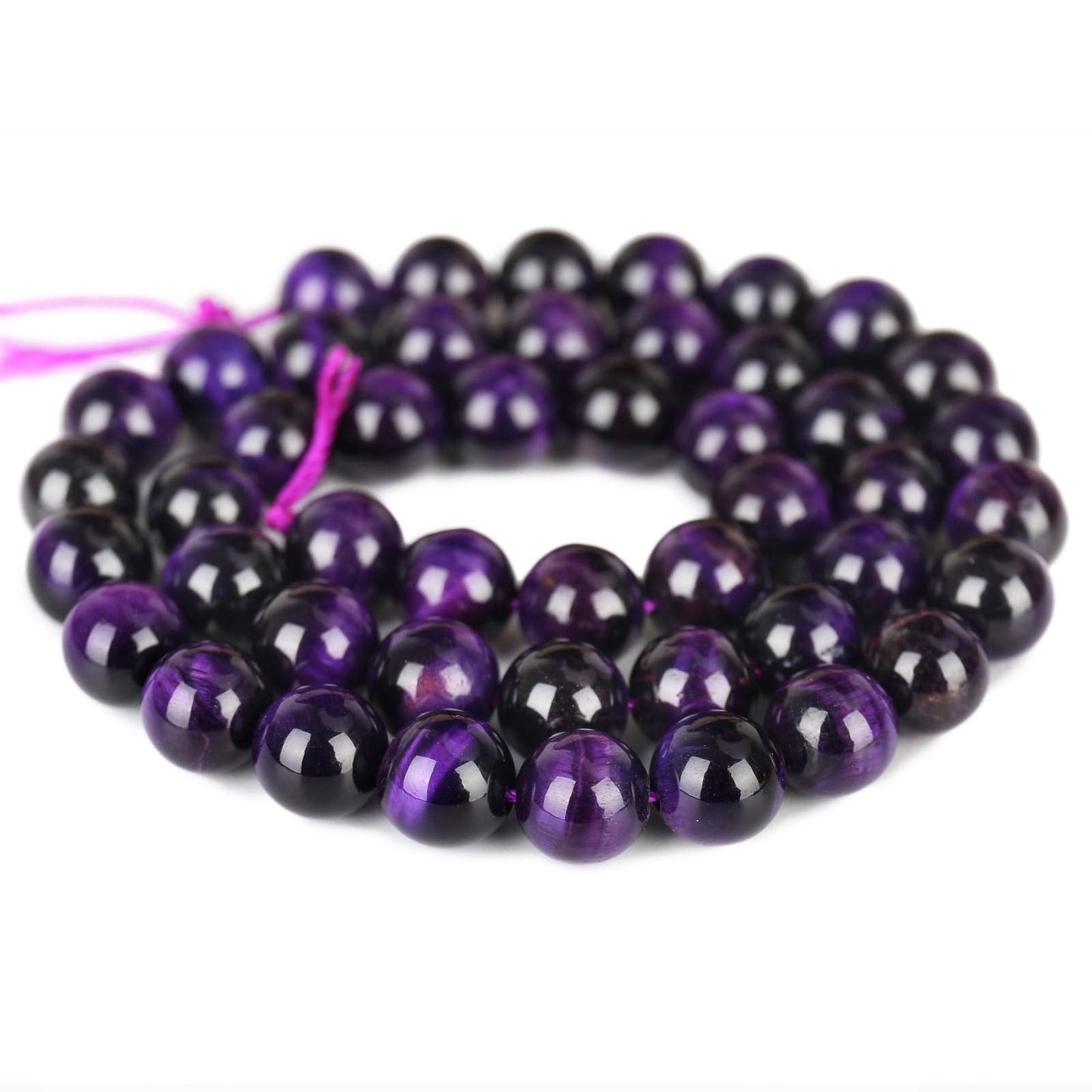 Natural Purple Tiger Eye Beads, Grade AAA Gemstone Round Loose Beads 10MM 40PCs Bulk Lot Options, Semi Precious Stone Beads for Jewelry Making