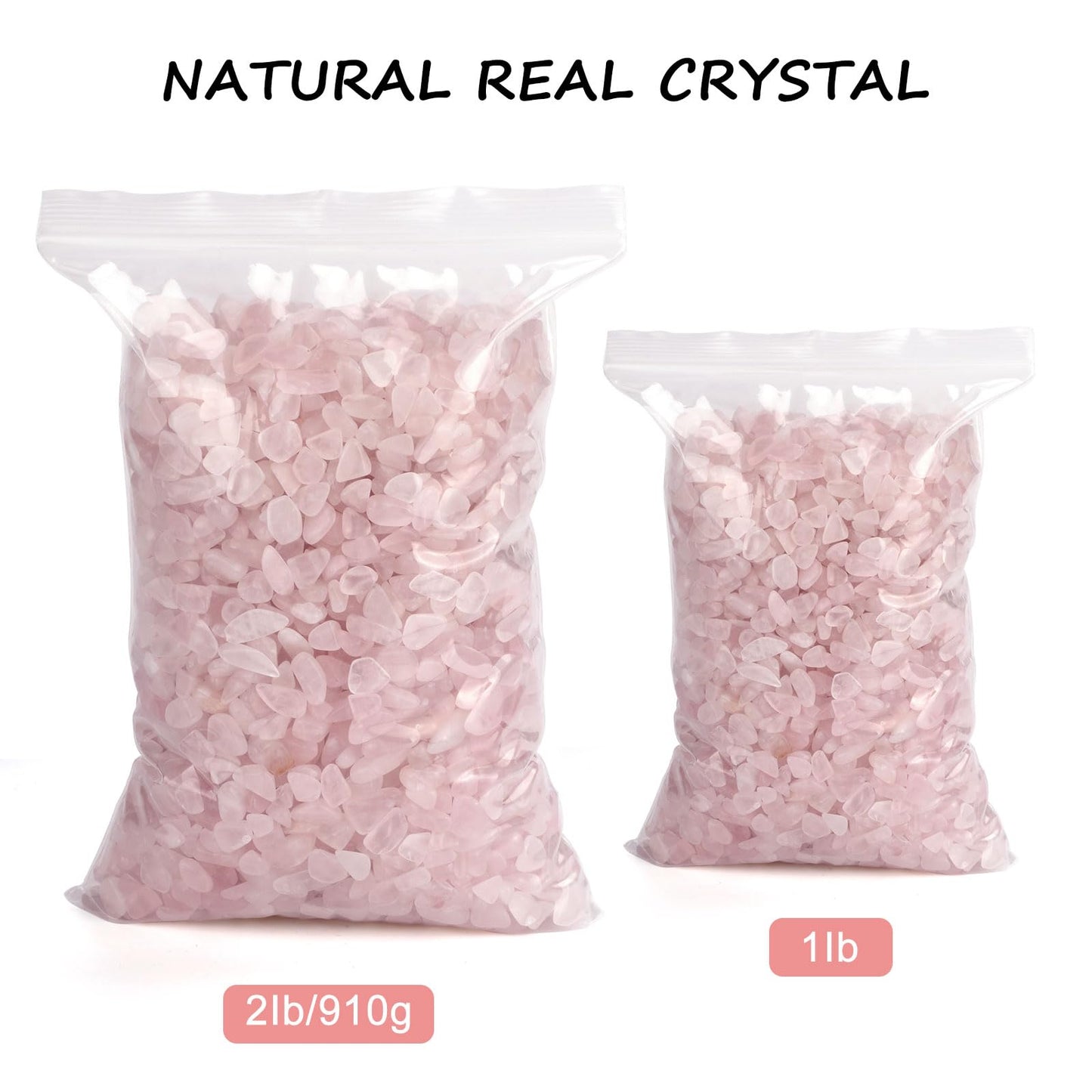 gemshan 2lb Rose Quartz Chips Natural Crushed Crystal Chip Bulk 7mm-9mm Irregular Healing Crystal Stone for Aquarium Vase Plant Decoration Craft DIY (Rose Quartz)