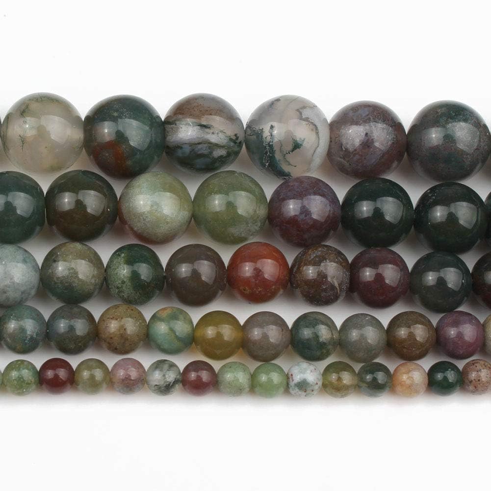 About 60pcs 6mm Natural Stone Beads Indian Agate Beads Crystal Gemstone for Jewelry Making, DIY Bracelet Necklace