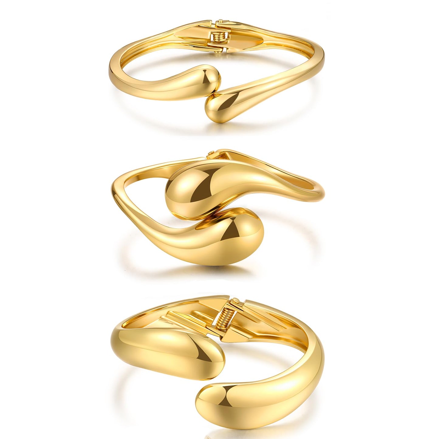 Dodder Chunky Gold Bangle Bracelets for Women, 14K Gold Plated Bangle Cuff Bracelet Set, Chunky Gold Bracelet Stackable