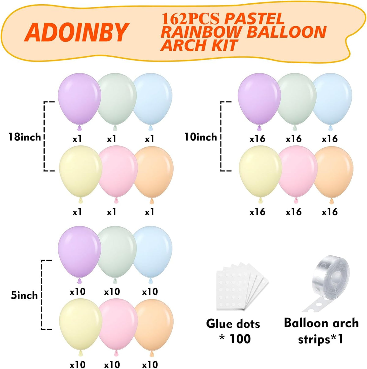 Pastel Rainbow Balloon Arch Kit, 162 Pcs – Macaron Assorted Colorful Latex Balloons for Baby Shower, Wedding, Birthday & Easter Party Decorations