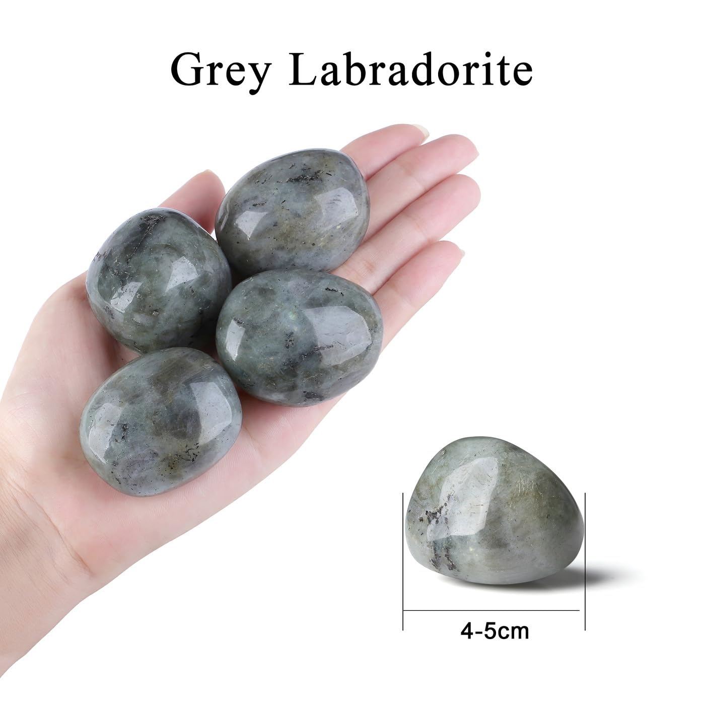 MAIBAOTA 1.6-2.0" Grey Labradorite Crystal Large Reiki Natural Tumbled Polished Stones for Energy Witchcraft Therapy Meditation DIY Crystals for Protection