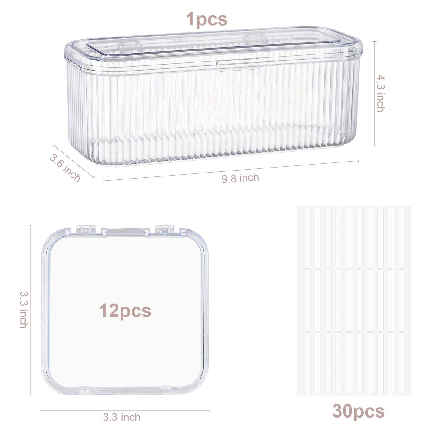 LONTOHCE Press On Nail Orgnizer 12pcs 3.3inch Clear nail storage box and 1 large storage box for Press On Nail Packaging and fake Nail Storage Nail Display with double sided tape.