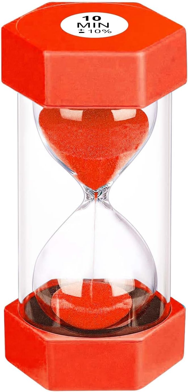 10 Minute Hourglass Sand Timer, Unbreakable Red Hourglass Sand Watch 10 Min, Reloj De Arena 10 Minutos, Colorful Plastic Hour Glass Sandglass for Classroom Games （Red