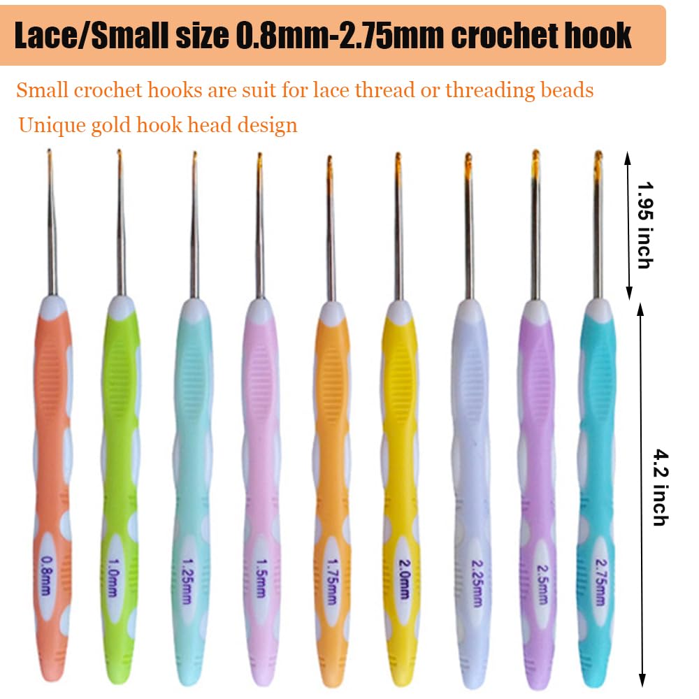 Mdoker 21 Sizes Crochet Hooks Set,Ergonomic Crochet Hook with Case for Arthritic Hands,Complete Crochet Set for Beginners & Lovers(0.8mm-10mm)