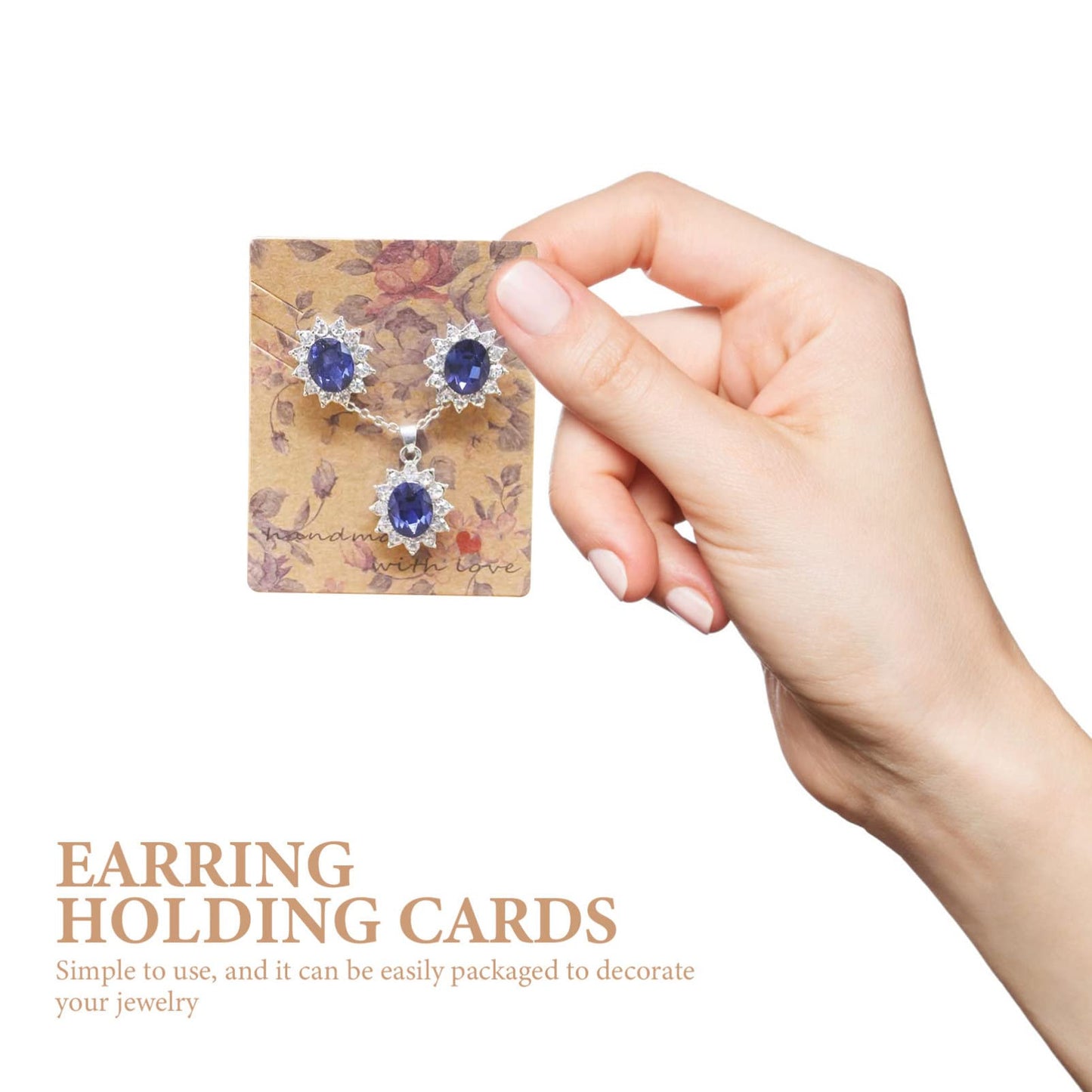 COHEALI Jewelry Display Cards Set 100 Pcs Floral Pattern Earring Packaging Cards 2.51X1.96In Necklace Display Holder for Jewelry Storage and Presentation