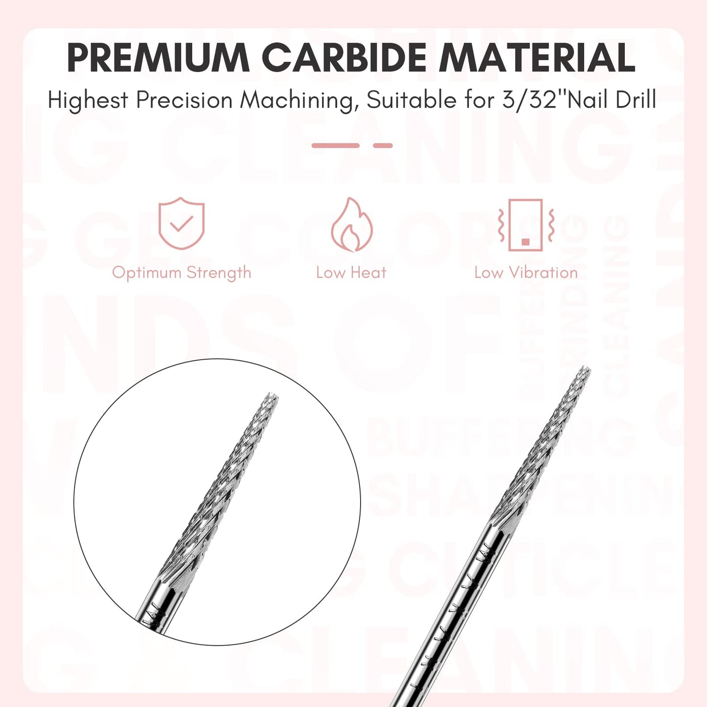 Makartt Nail Drill Bit:Cuticle Bit for Nail Drill 3/32" Safety Under Carbide Cuticle Cleaner Bit for Prep, Trimmer, Professional Art tools for manicure,Needle shape Fine-F