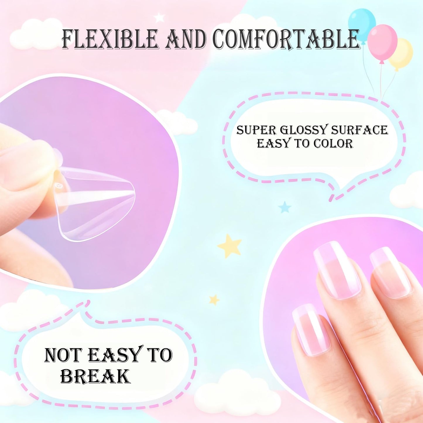 OPkssnails Extra Short Almond Kid Nail Tips,360Pcs Soft Gel Nail Tips Pre-Shaped Press On Nails For Kids,Clear Acrylic Half Matte Full Cover Fake Nail For Kids DIY Extension & Salon Use12 Sizes