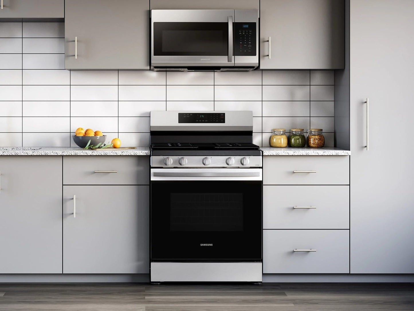 Samsung 6.0 Cu. Ft. Smart Freestanding Gas Range with 18K BTU Dual Ring Power Burner and Self Clean, Stainless Steel, NX60A6311SS/AA