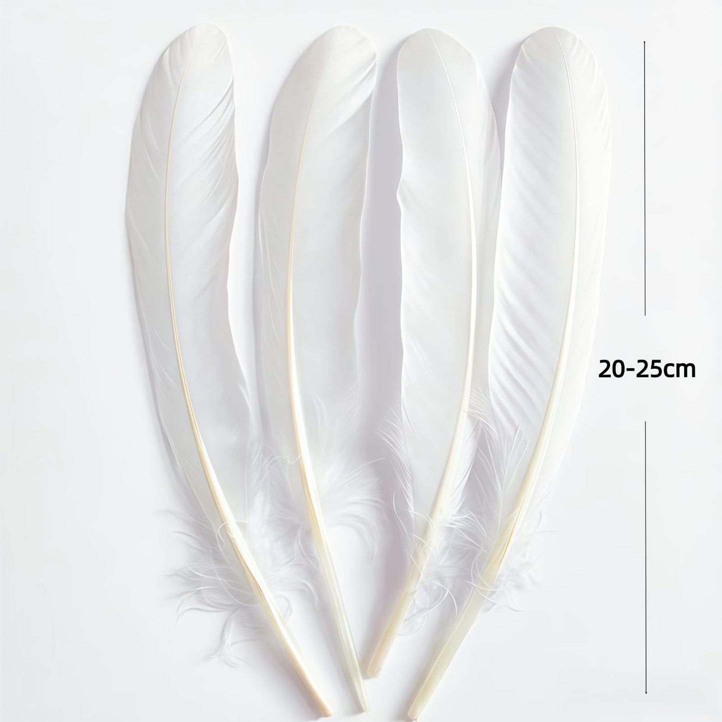 Natural Goose Feathers,50Pcs Bulk Long 8-10in (20-25cm) White Goose Feathers for Crafts Angel Wings Wedding Party DIY (Natural White)
