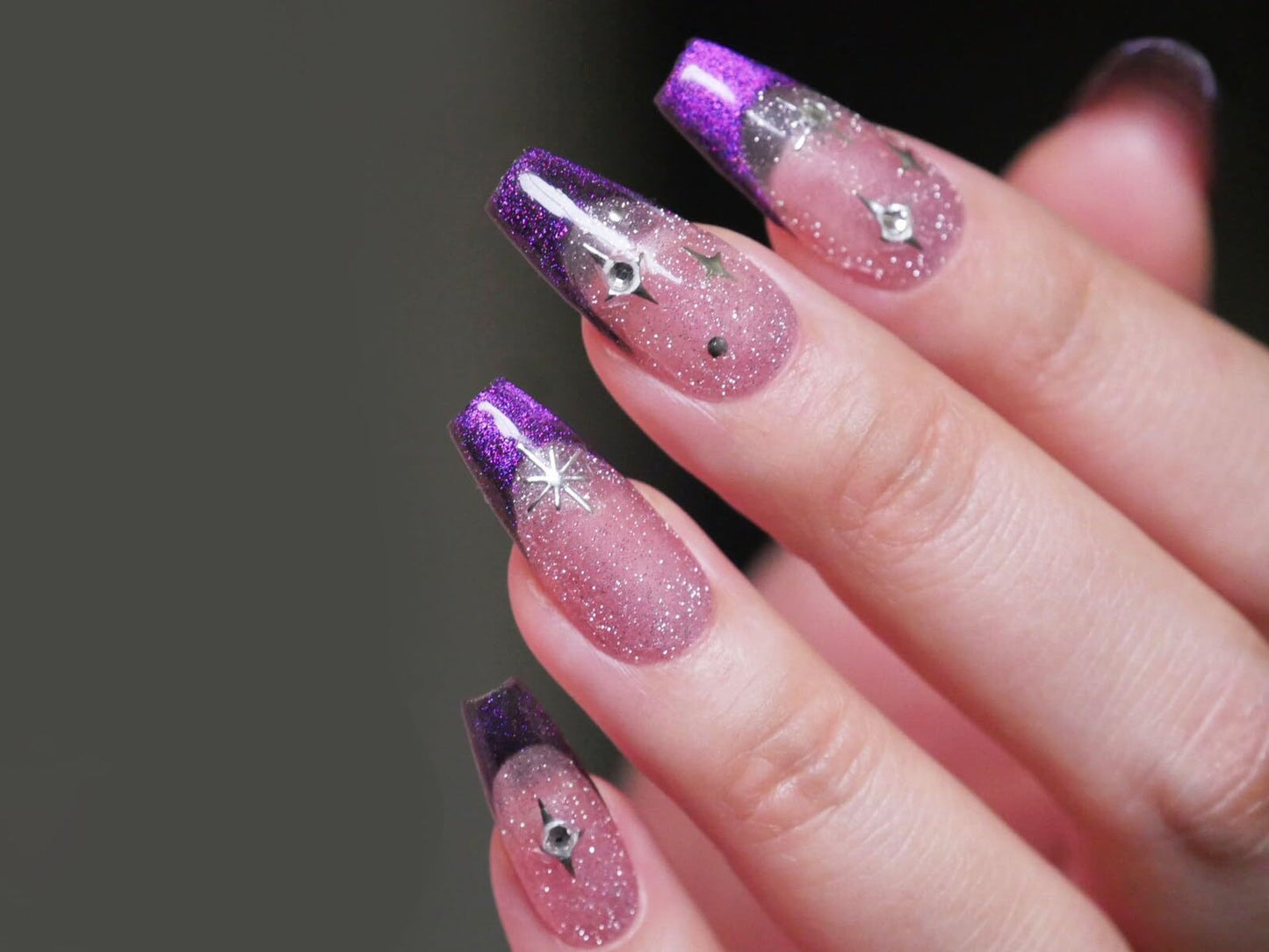 Gilding Silver Halo Crystals Stars Nail Stickers/Twinkle, Winkle, Little Star Peel Off Sticker/Rhinestone Decals 4-Pointed Star Nails (2 Sheets)