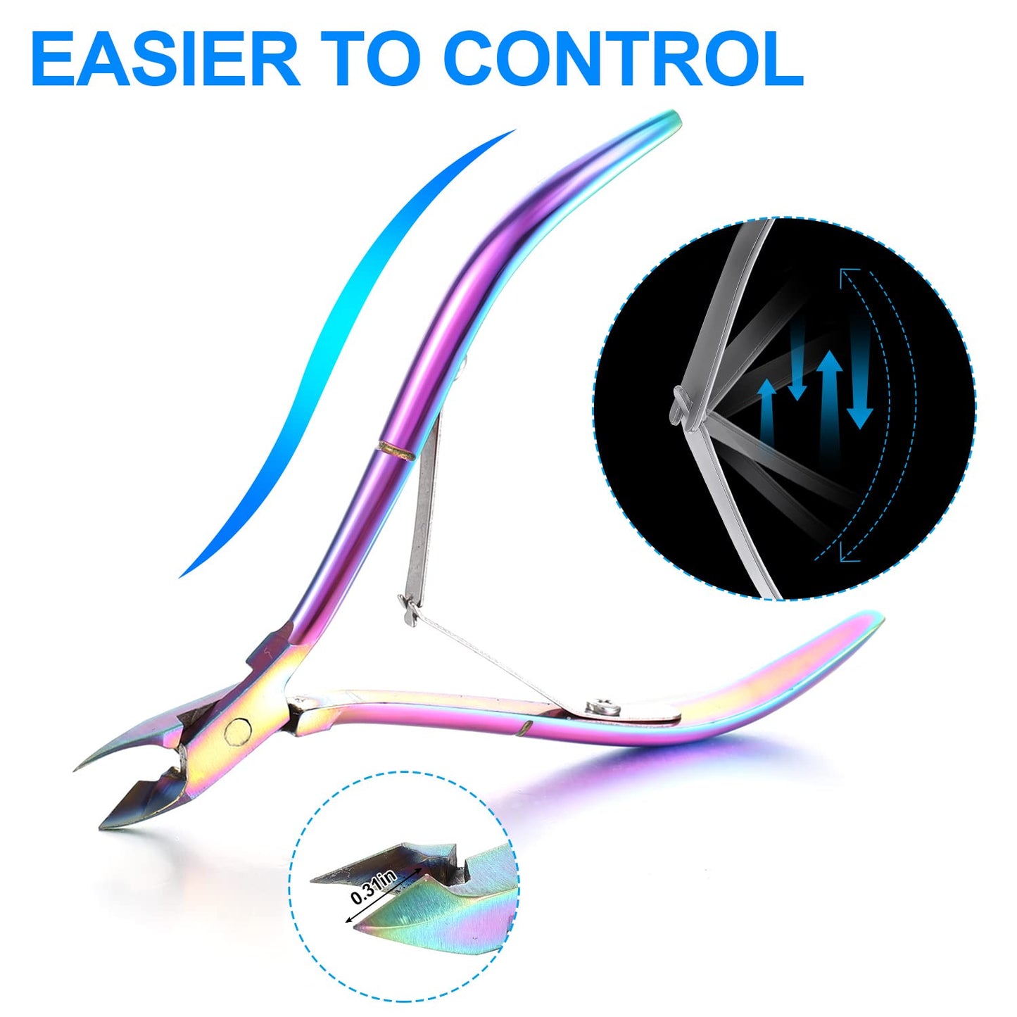 8 Pieces Cuticle Trimmer Stainless Steel Cuticle Nippers Pointed Blade Dead Skin Cutter Clipper Remover Scissors Manicure Tools for Fingernails and Toenails(Vivid Color)