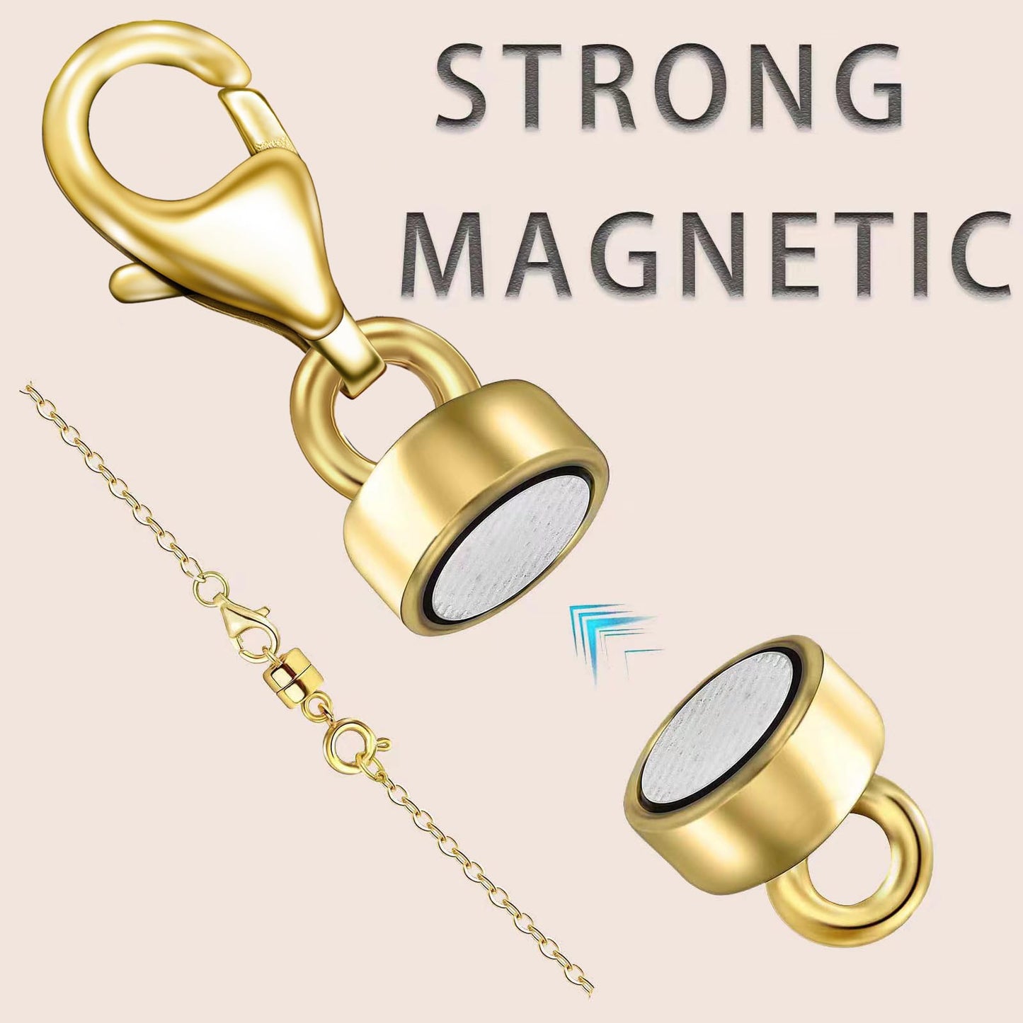 OHINGLT Magnetic Necklace Clasp Extra Strong, Gold and Silver Plated Magnet Jewelry Clasps Converters, Bracelet Extender for Women Seniors