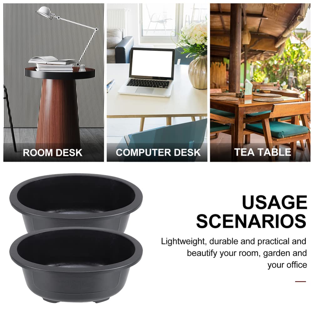 Angoily 2Pcs Bonsai Training Pot, 19 inch Plastic Bonsai Pot with Drainage Hole, Oval Planter for Desktop Decoration Nursery, Garden, Balcony, Office Desktop Decoration