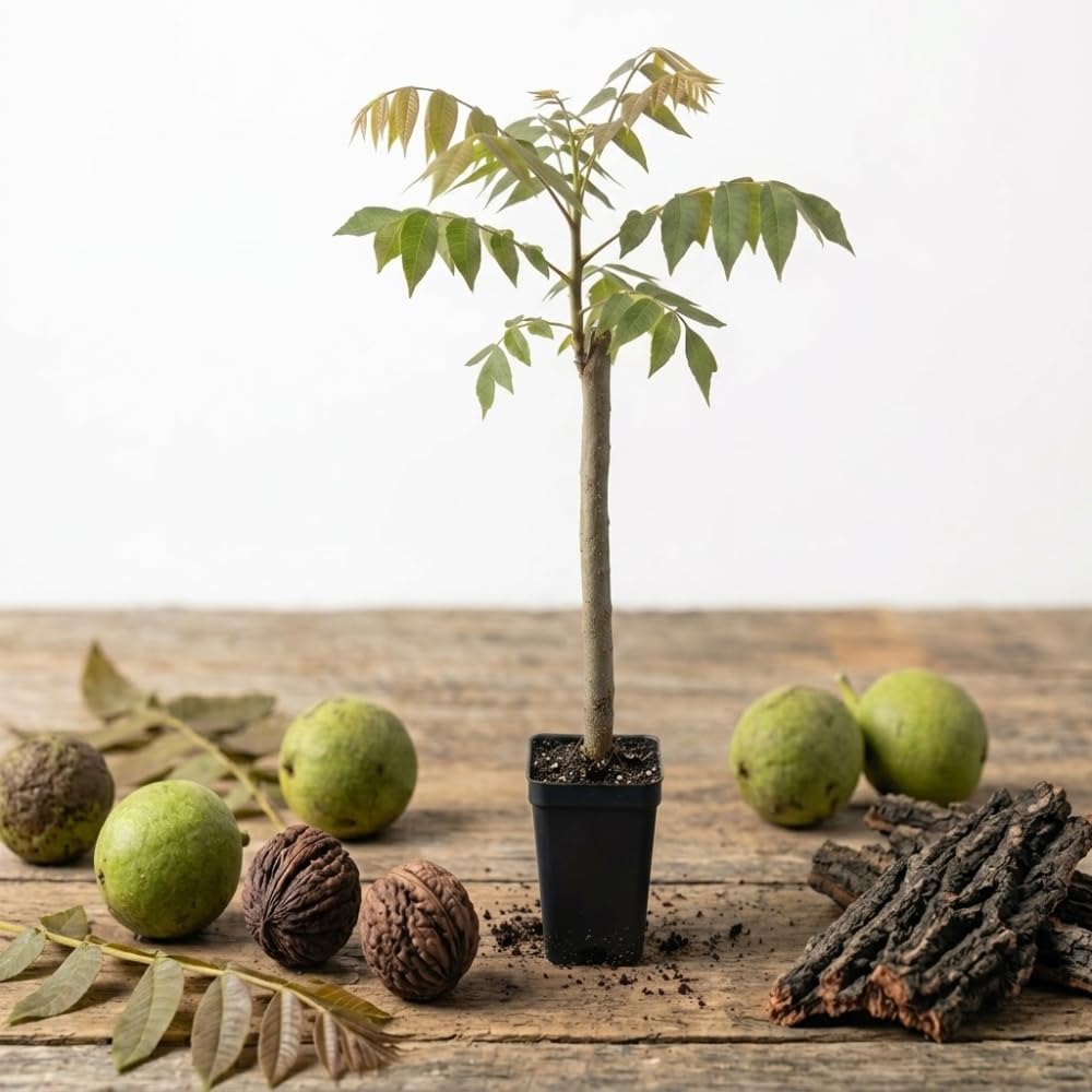 Black Walnut Trees Live Plants, 12-18 Inch Tall in 4" Pot, Low Maintenance Native Nut Plant, Robust Well-Rooted Starter Tree